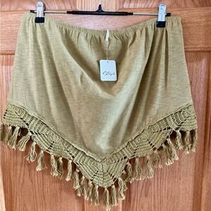 NWT Free People Boho Crochet Green Fringe Festival Halter Top XL